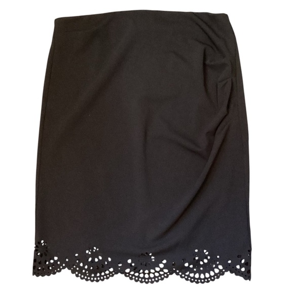 Grace Karin Black Laser Scalloped Hem Pencil Skirt, Size 2XL NEW - Picture 1 of 7